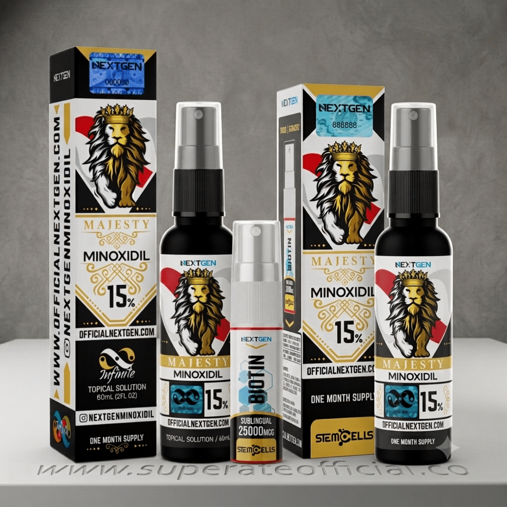 Minoxidil Majesty 15% – NextGen 60 ml + Biotina Sublingual Nextgen GRATIS