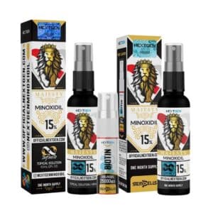 Minoxidil Majesty 15% - NextGen 60 ml + Biotina Sublingual Nextgen GRATIS
