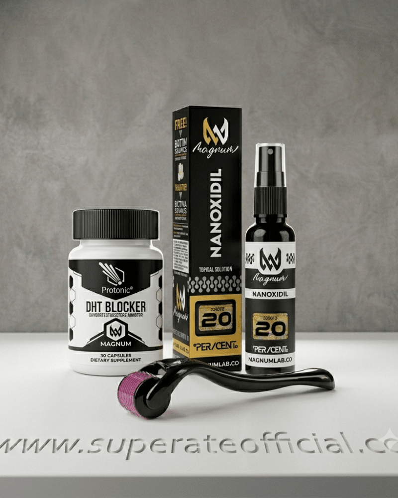 KIT CRECIMIENTO MÁXIMO — Nanoxidil + Dermaroller + DHT Blocker