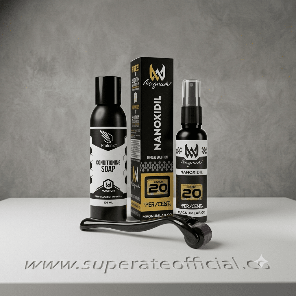 KIT BARBA ELITE — Nanoxidil + Dermaroller + Jabón Acondicionador