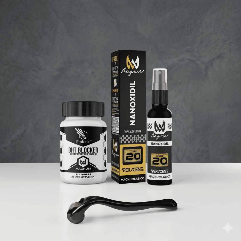 KIT CRECIMIENTO MÁXIMO — Nanoxidil + Dermaroller + DHT Blocker